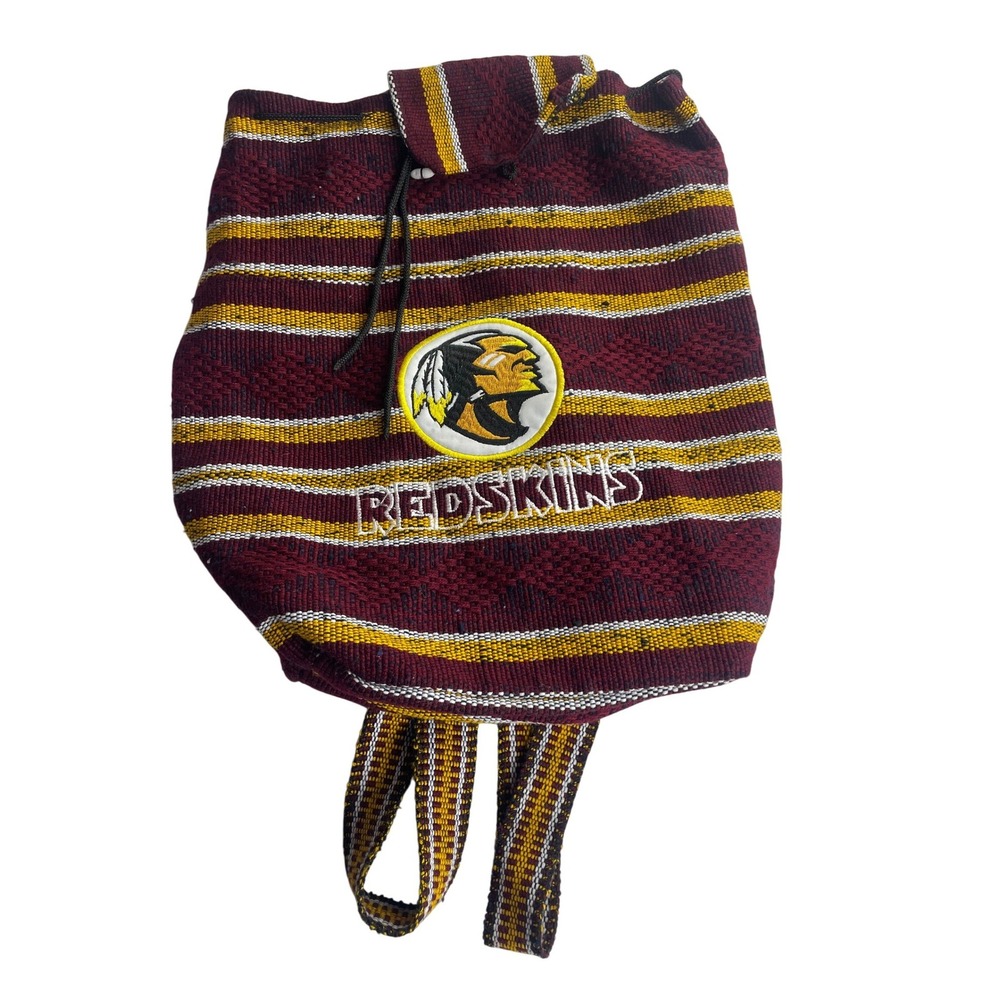 Vintage Washington Redskins Woven Baja Backpack Striped Drawstring Bag Burgundy